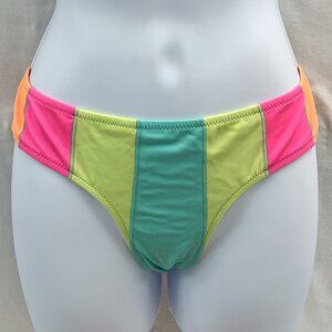 Victoria's Secret Swimwear Bikini Hipkini Color Block Neon Thick Stripe Bottoms